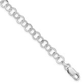 Amore La Vita Sterling Silver Rhodium-plated Polished 7mm 7.5 inch Fancy Link with Lobster Clasp Charm Bracelet